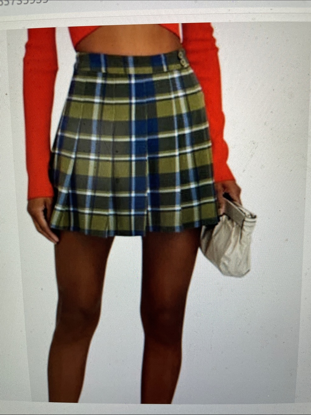 We wore what Plaid Pleated Mini Skort in Olive & Navy- new